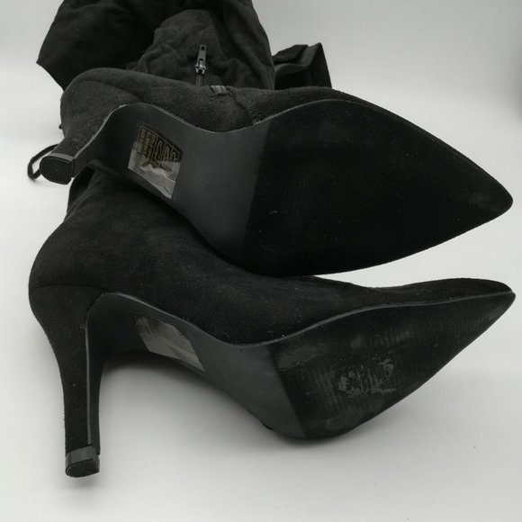 Nadia x FTF Womens Ophelia 17 Thigh High Boot Black Back Laces Zip High Heel 8W - Picture 3 of 10